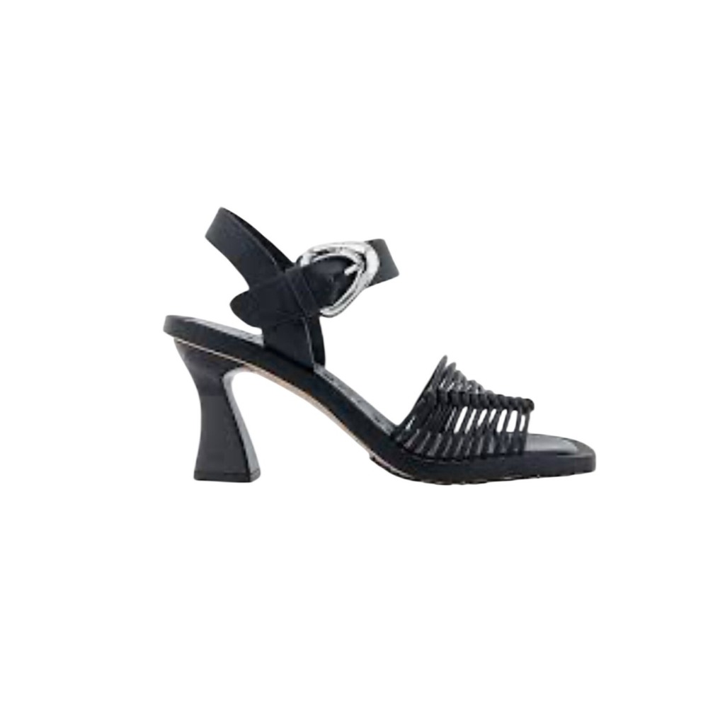 Aerosoles Womens Crew Buckle Strap Kitten Heel Black Sandal 7